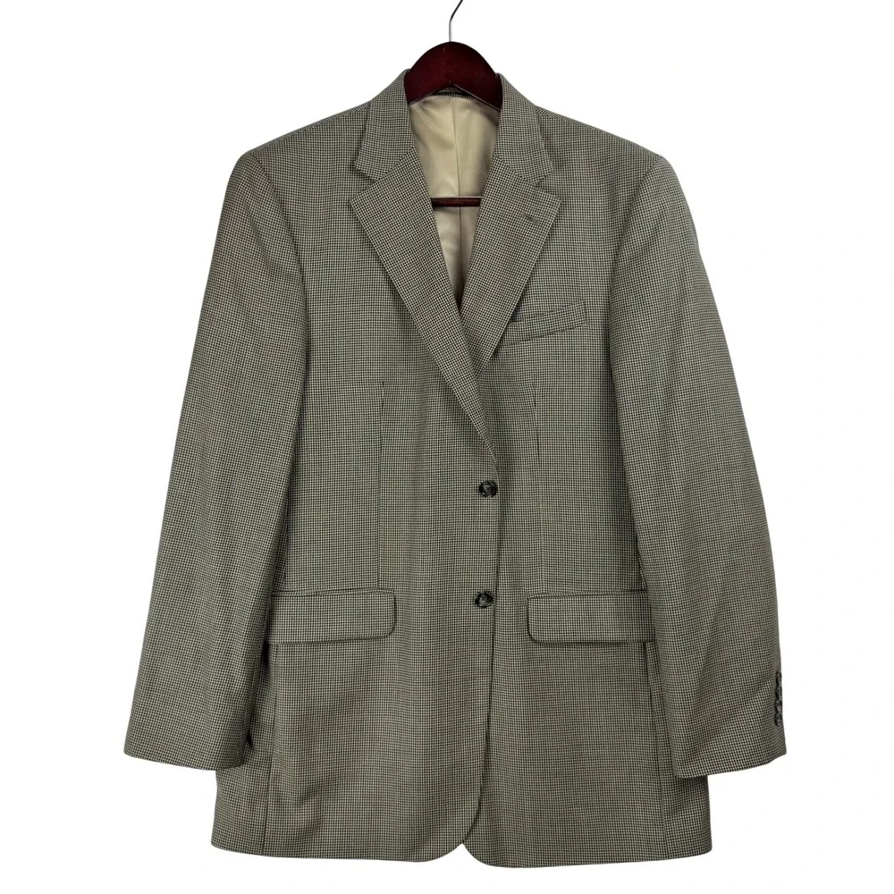 Mens Houndstooth Blazer Sport Coat Jacket‎ Lined Pockets Button Front